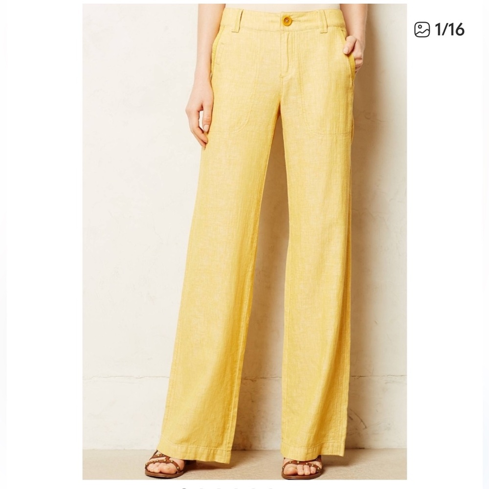 Pilcro and The Letterpress Wide Leg‎ Trousers Size 6 Linen Blend Anthropologie